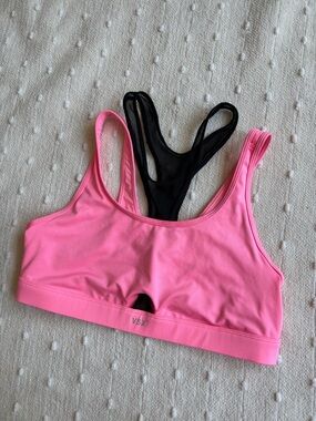 Victoria's Secret VSX Sport Sports Bra Size L Wireless Pink Black
